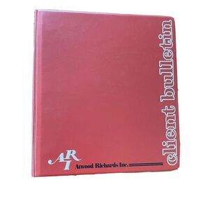 Vintage Atwood Richards Inc ARI Client Bulletin Binder Red 2.5” National Barter